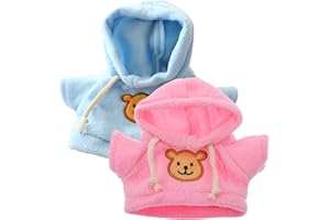 WEDHAPY Bären-Kleidung für 15,2–20,3 cm große Stoffbären, 2 Stück mit Kapuze, niedliche Stofftier-Kleidung, Cartoon-DIY-dekorative Kleidung für Stofftiere, Hoodie-T-Shirt, Teddybär-Kleidung, passt den meisten