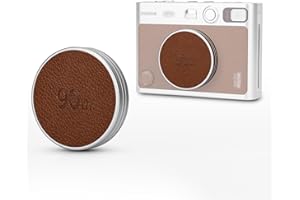 JJC Bouchon D'objectif en Métal pour Appareil Photo Fuji Instax Mini Evo, Accessoires Mini Evo en Aluminium avec Surface en Cuir et Intérieur en EVA Souple, Marron