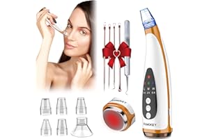 RAMOKEY Mitesserentferner Porenreiniger,Vakuumsauger Mitesser Entferner Porensauger Pickelentferner Blackhead Remover Vakuum Mitesser Sauger USB Aufladung mit 6 Sonden(Gold)