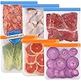 Lerine 6 Pack Reusable Gallon Freezer Bags Dishwasher Safe, BPA Free Reusable freezer bags 1 Gallon, Extra Thick Leakproof Reusable Silicone Storage Bags for Marinate Meats, Cereal, Veggies,Fruits