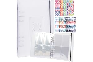 LONGAN CRAFT Kpop Photocard Binder Sleeves A5 Ring Binder Kpop Photo Card Holder Book Clear Large Photo Album 6 Rings Scrapbook Card Protectors Plastic Sleeves Pages with 9 Pcs Stickers 160 Pockets