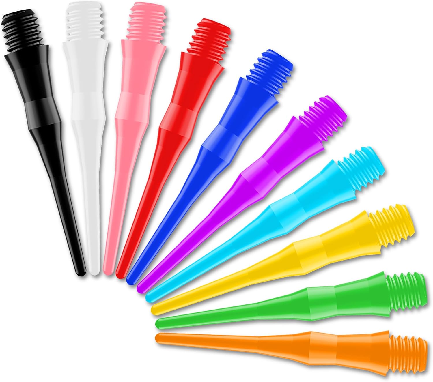 CyeeLife Puntas de dardos de plástico, 500 unidades, rosca 2BA, especialmente estables y duraderas, en total hay diez colores (500 unidades)