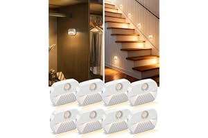 LED-nattlampa med rörelsedetektor, 8 stycken barn rörelseljus batteridriven, inomhus trappbelysning, bil på/av sensor ljus fö