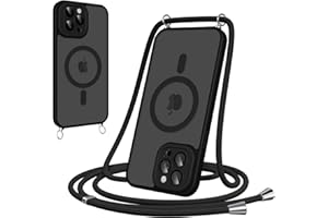 Pnakqil Magnetische Handyband mit Band für iPhone 11 Pro Max Hülle -Necklace HandyHülle Durchscheinende mit Kameraschutz,justierbarer und Abnehmbarer Kette,Crossbody Magnet Cover,Schwarz