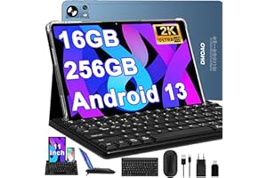 DMOAO Tablet 11 Pulgadas Android 13 con Triple Cámara(13MP+5MP+2MP), 2K FHD Tablet con IPS 2000 * 1200, 16GB RAM 256GB ROM(1TB Ampliable), 5G Wi-Fi, 2.0 Ghz, BT 5.0, 8600 mAh, Tablet con Teclado, Azul
