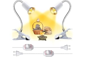 WRPACTTG Lampe à Pince E27, 2PCS Lampe a Pince avec Col de Cygne Audacieux de 9MM, Lampe Chauffante Poussin avec Clip en Métal, Douille E27 avec Dimmable Interrupteur,pour Lit, Reptile,Plante (Pas d'ampoule)