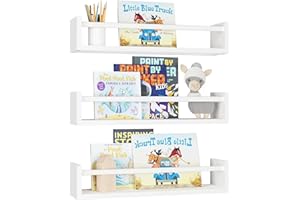 aichilra 3pcs Wall Floating Shelves Wood Wall Shelves with Lip Nursery Book Shelves Floating Book Shelves Nursery Shelves
