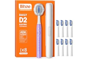 Bitvae D2 Cepillo de Dientes Eléctrico Sónico para Adultos y Niños, Cepillo de Dientes Eléctrico Ultrasónico Recargable, 8 Cabezales y 5 Modos, Morado