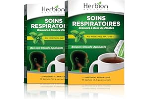 Herbion Naturals Respiratory Care Herbal Granules - 10 sachets pour toute la famille - Favorise la santé des voies nasales et de la fonction respiratoire - Soutient le système immunitaire paquet de 2