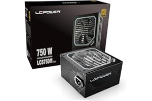LC-POWER LC6750M V2.31 Fuentes de Alimentación PC Super Silent Modular Serie 750 W, 80 Plus Gold, 110-240 V with120 mm Fan, Efficiency up to 90%, 6X PCI-Express 6+2 Pin