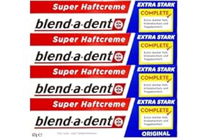 4 x 47 g blend-a-dent oryginalny krem samoprzylepny, ekstra mocny - kompletny
