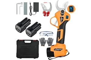 NUZEKY Forbici Potatura Elettriche - 40mm Cesoie Potatura Elettriche Professionali Con 2 16.8V/2000 mAh Batteria - Forbici a batteria da potatura per potatura per Giardinaggio Albero da Frutta Delle Viti