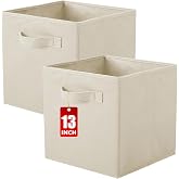 powerking Storage Boxes for Closets and Toys, Foldable Fabric Storage Boxes and Fabric Storage Drawers, 13 x 13 x 13 inches,