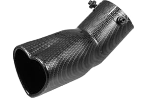 A ABSOPRO Scarico per auto a forma cuore, diametro esterno 2,48 pollici, uscita 67x60mm, lunghezza 7,48 pollici, montaggio a bullone curvato, in metallo con motivo in fibre di carbonio nero