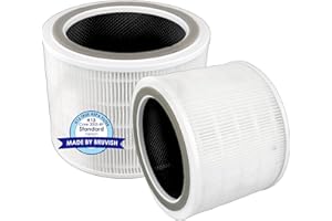 BRUVISH (2 pezzi) filtri sostitutivi Core 200S compatibili con il LEVOIT Core 200S Purificatore d'Aria Smart con Filtro HEPA, filtro Core 200S-P H13 True Hepa, filtri a carbone attivo 3 in 1 HEPA