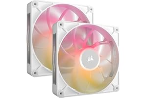 CORSAIR iCUE Link RX140 MAX RGB 140 mm PWM Ventilador Gruesos con iCUE Link System Hub – Alta Presión Estática – Rodamiento Magnético de Cúpula – Pack Doble – Blanco