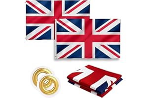 ARTLIVE Union Jack Flag 2PC 5ft x 3ft | Large Premium GB Britain Flag with Brass Metal Eyelets & Premium Polyester | Outdoor, Balcony Display & UK Patriotic Celebrations