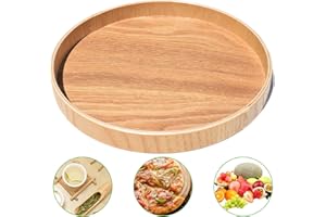 PRITOK Serviertablett Holz rund 30 cm | Dekotablett | Holztablett | Rundes Tablett | Holztablett | Dekotablett | Bambus-Tablett | Esstablett | Wein-Tablett |