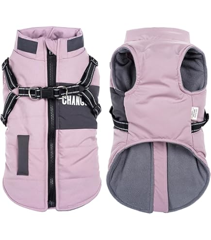 Puppia Hondenjassen voor kleine en middelgrote honden - waterdichte hondenjas met harnas gevoerd met fleece voor aangename warmte, grijs, XXL