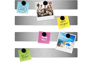 Topzora 4 Stück Magnettafel,Magnettafel Küche,Edelstahl Magnettafel Klein zum Aufhängen,38x5x0.5cm Magnettafel Klein mit 12 Stück Starke Magnetstifte für Küche, Kühlschrank, Büro