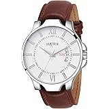 Matrix Antique Day & Date Leather Strap Analog Silicone Watch For Men & Boys - Black: 