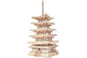 RoWood Puzzle 3D Legno Modellismo da Costruire Adulti, Modellini da Costruire per Adulti (Pagoda a Cinque Piani)
