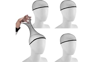 APAUSVCM 4 cappucci per parrucca, con estremità aperta, in rete nera, per donne e uomini, retina elastica per capelli lunghi, corti, spessi, per Halloween, cosplay