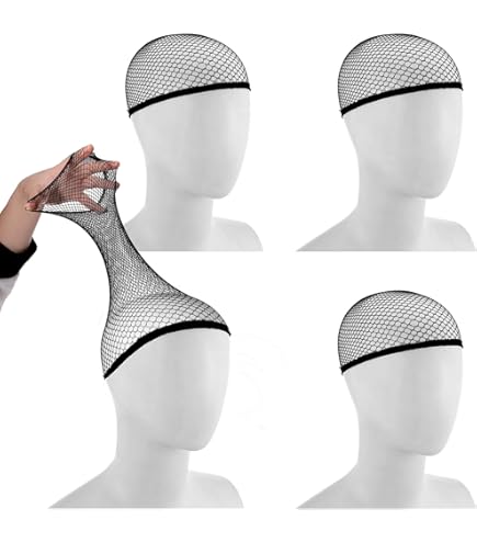 NICENEEDED 2 Cuffia Per Capelli In Lattice Per Trucco E 2 Cuffie Per Parrucca In Nylon Nero Per Adulti, Parrucca Elastica In Rete Per Capelli, Cuffia Calva, Per Adolescenti, Adulti, Accessorio Per - Foto 10