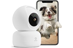 WOOX Wifi Indoor Camera, 2K Pet Dog Cameras with App, 360° Home Security Camera Baby Monitor with AI Motion Tracking, Smart Siren, IR Night Vision, Work with Alexa