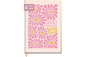 ‎HÄFFT Häfft-Timer 2025/2026 A5 (Aug 25 - Sep 26) Hardcover Schülerkalender "Pink Flowers" Schulplaner, Schülerplaner, Studienplaner, Semesterplaner - nachhaltig & klimafreundlich
