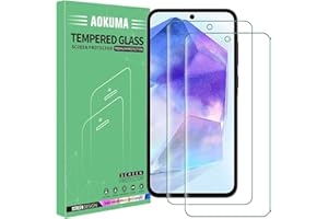 AOKUMA Protector de Pantalla para Samsung Galaxy A55 5G, [2 Unidades] Cristal Templado para Samsung A55 5G Fácil Instalación, Sin Burbujas, Alta Definicion, 9H Dureza, Anti-Arañazos