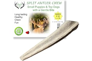 ARTISAN GIFT CO Naturally Shed 100% Natural Premium Split Deer Antler Chew for Dogs (S - 1 Unit Soft Chewers)
