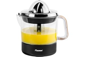 Bestron Presse-oranges et agrumes électrique, Inclut 2 cônes de pressage et un couvercle pour préserver l'arôme, Moteur à deux sens de rotation (gauche/droite), Capacité: 0.7 Litre, Couleur: Noir/Bois