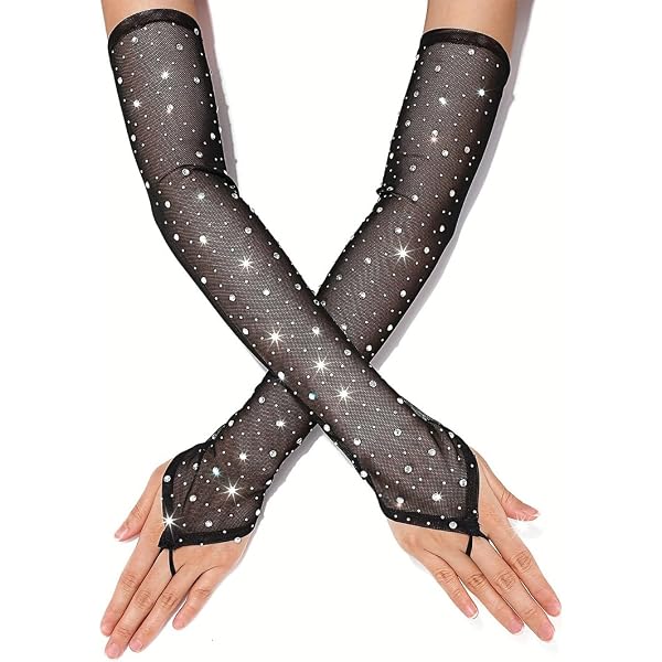 Guanti Lunghi Con Paillettes Riflettenti - Comodi, Traspiranti, Perfetti Per Feste In Costume E Attività Notturne