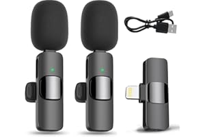 ALLES GUTE Dual Wireless Microphone for iPhone iPad Plug-Play Wireless Lavalier Mic Noise Reduction for Video Recording, Live Stream, YouTube, TikTok, Facebook, Zoom, Interview, Podcast (One Pair Two Mic)