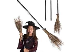 REDSTAR FANCY DRESS Witches Broomstick - 3 Piece 110cm Witches Broom Stick for Witch Costume - Realistic Halloween Witch Broom Halloween Accessories or World Book Day Props for Kids and Adults