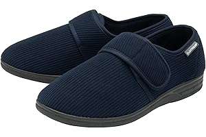 DUNLOP Mens Slippers Touch Fastening Easy Close Diabetic Orthopaedic Comfy Memory Foam Size 7-12