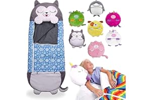 SAMNUERLY Schlafsack mit Kissen im Alter von 3+, 2 in 1 Tiger Schlafsack für Kinder, schläfriger Sack tragbarer und Faltbarer leichtes und atmungsaktives Tiercharakter Kinderkissen