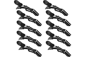 OLISANG 12 Pezzi Fermagli per Capelli di plastica,Nero Antiscivolo Coccodrillo Clip Pinze per Capelli Professionali per Parrucchiere Sezionamento per Donne,Nero