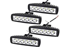 AUXTINGS 4 Pieces 6 inch Spot Led Work Light Bar 18W Off-Road Driving Fog lights for Vehicle 4WD 4x4Cabin UTE SUV ATV Truck Car Boat,DC 12V 24V