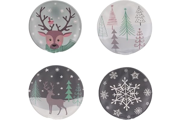 Fickvärmare, återanvändbar uppsättning med 4 – olika mönster – handvärmare för resor – vinter handväskor, varmare tomtejultomte, julklapp
