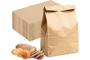LEDEBOUK 100 Pezzi Borse Carta Kraft, Sacchetti di Carta Kraft 21 x 12 x 7 cm, Sacchetti Regalo di Carta, Piccoli Sacchetto Regalo Carta, Sacchetto Pane Cartas per Pranzo Dolci e Confezioni, Matrimonio