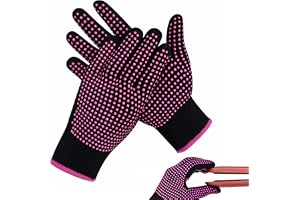 1 par värmeskyddshandskar för plattång och locktång, värmebeständiga bomullshandskar med dubbelsidiga silikonnoppor, uppgradering M22 stylingtillbehör för säker hårstyling, magenta