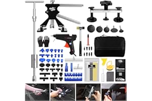 PDR TOOLS Dellen Ausbeulwerkzeug Set, Paintless Dellen Reparatur Set mit blau Lange Leimabzugslaschen,T-Bar Slide Hammer und Dent Lifter für Fahrzeug Dellen/Tür Dings/Hagel Schaden Entfernen