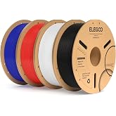 ELEGOO PLA+ Filament 1.75 4kg Black,White,Red,Dark Blue | PLA Plus for 3D Printer, Dimensional Accuracy +/- 0.03mm, 3D Filame