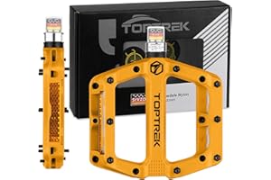 toptrek Pedały rowerowe z reflektorami StVZO, nylonowe, kompozytowe, płaskie, 3 antypoślizgowe pedały do roweru MTB, 9/16", zestaw do rowerów wyścigowych/górskich/trekkingowych/rowerów elektrycznych