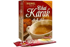 CENVEL ORIGINAL CENVEL® Karak Chai Sweetened | Premium Instant Tea | Karak Tea – Natural – Instant Karak Indian Tea | 8 Sachets (Pack of 1)