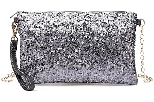 Miss Lulu Pochette Donna Elegante, Pochette e Clutch con Glitter Sottili Con Catena in Metallo e Cinturino da Polso per Feste, Balli, Matrimoni, Ideale Regali per Donna