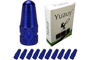 Yuauy 10 PCs Blue MTB PRESTA Bike Bicycle Road Racing Coloured Metal Valve Cap Dust Covers