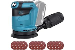 WAKKAPEINT Cordless Orbital Sander Replacement for Makita 18V Battery, Brushless Random Sander 6-Speed Sanding Machine, Cordless Sander for Wood Circular Palm Sander for DIY, Sanding, Polishing (Tool Only)
